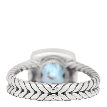 David Yurman Sterling Silver Diamond Blue Topaz 7mm Petite Albion Ring 52 6 2 of 4