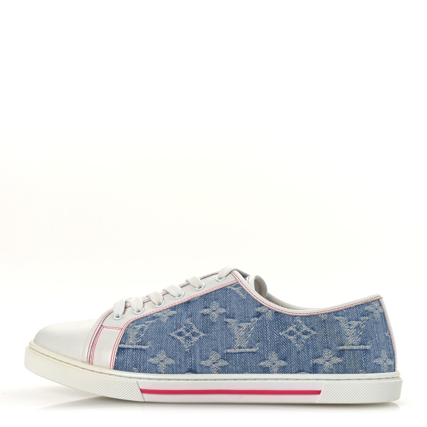 Monogram Denim Punchy Low Top Sneakers 37 Blue White