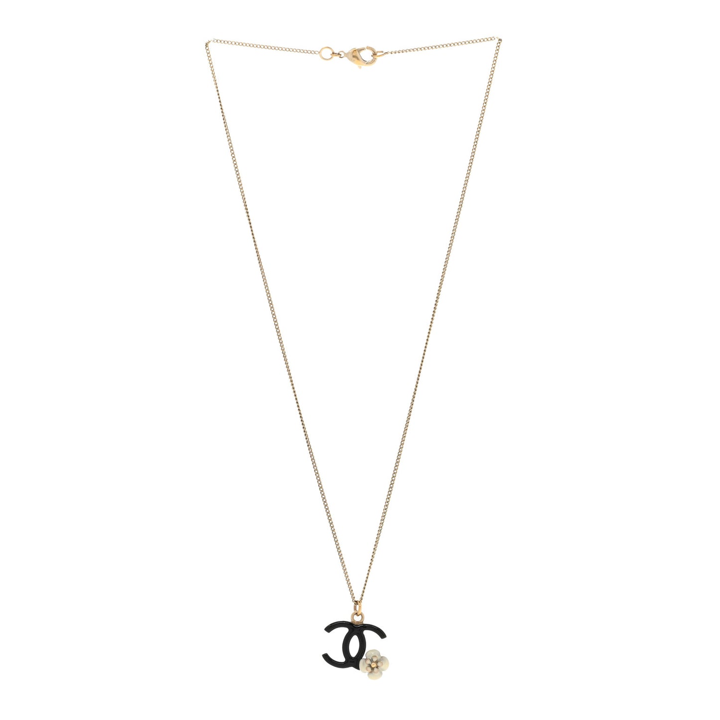 Enamel CC Camellia Necklace Gold