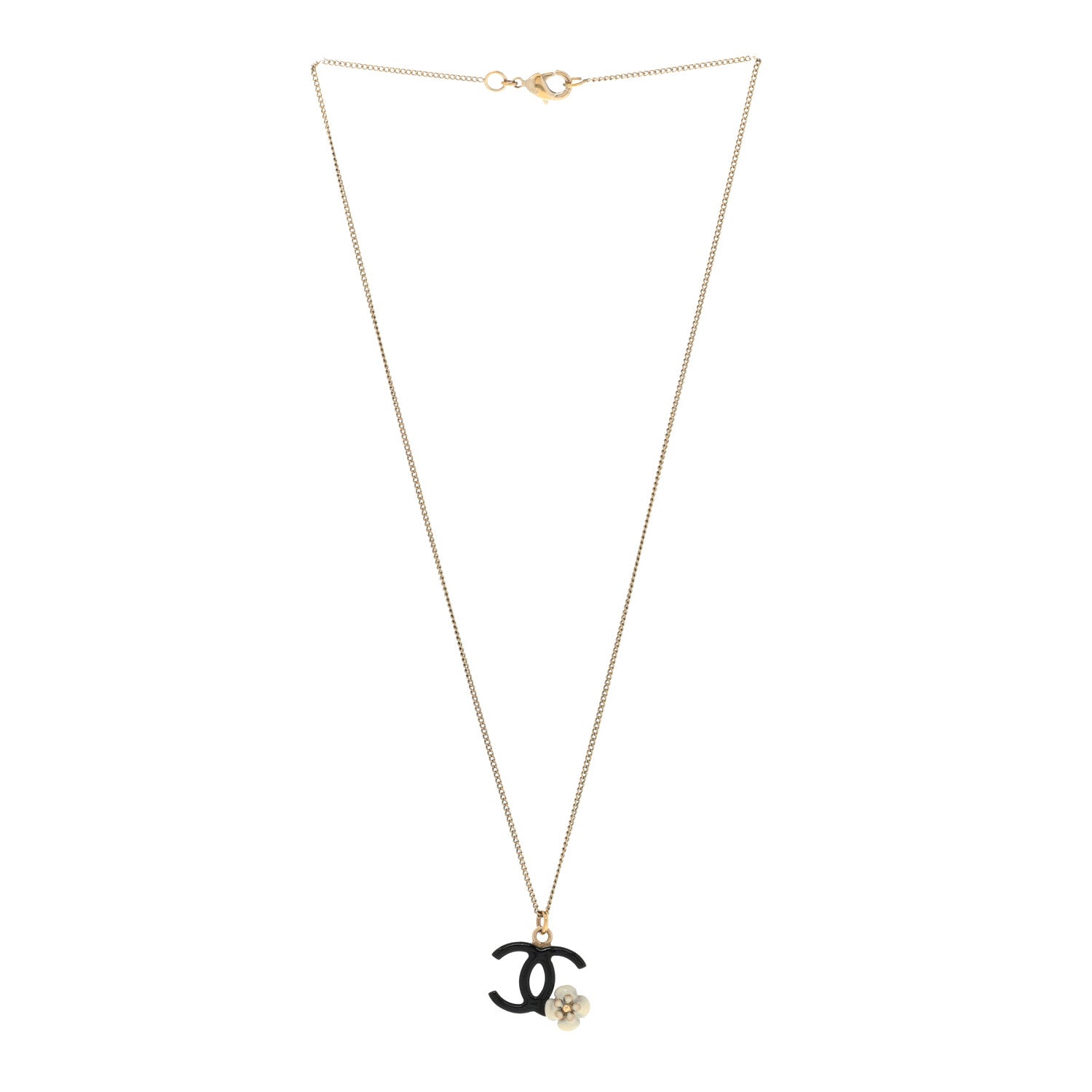 Chanel Enamel CC Camellia Necklace Gold 3 of 6