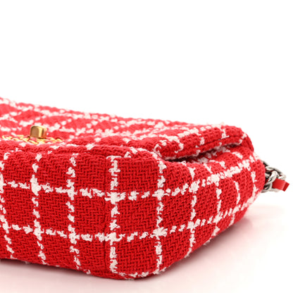Chanel Tweed Quilted Medium Chanel 19 Flap Red White 10 of 11