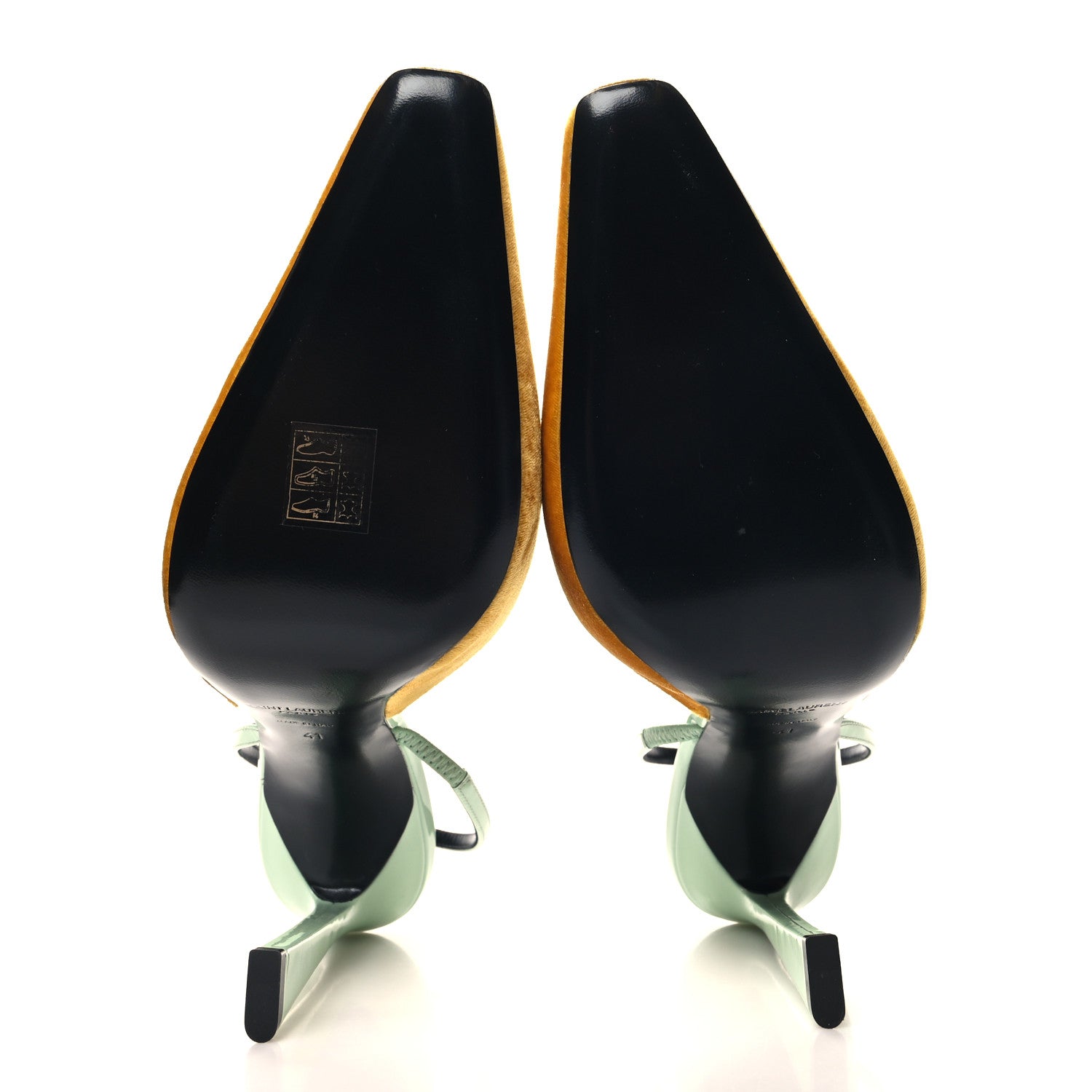 Saint Laurent Velvet Blade 105 Slingback Pumps 41 Yellow Seaf 5 of 9