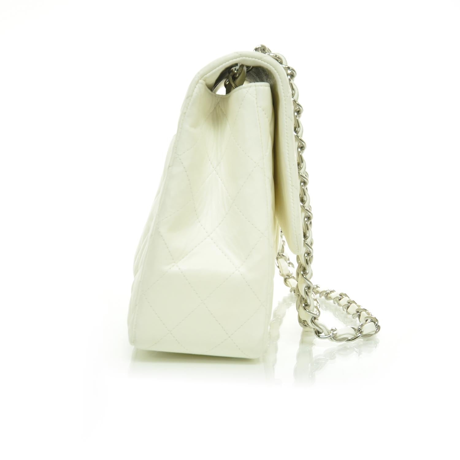 Chanel Lambskin Quilted Jumbo Flap White 6 of 10