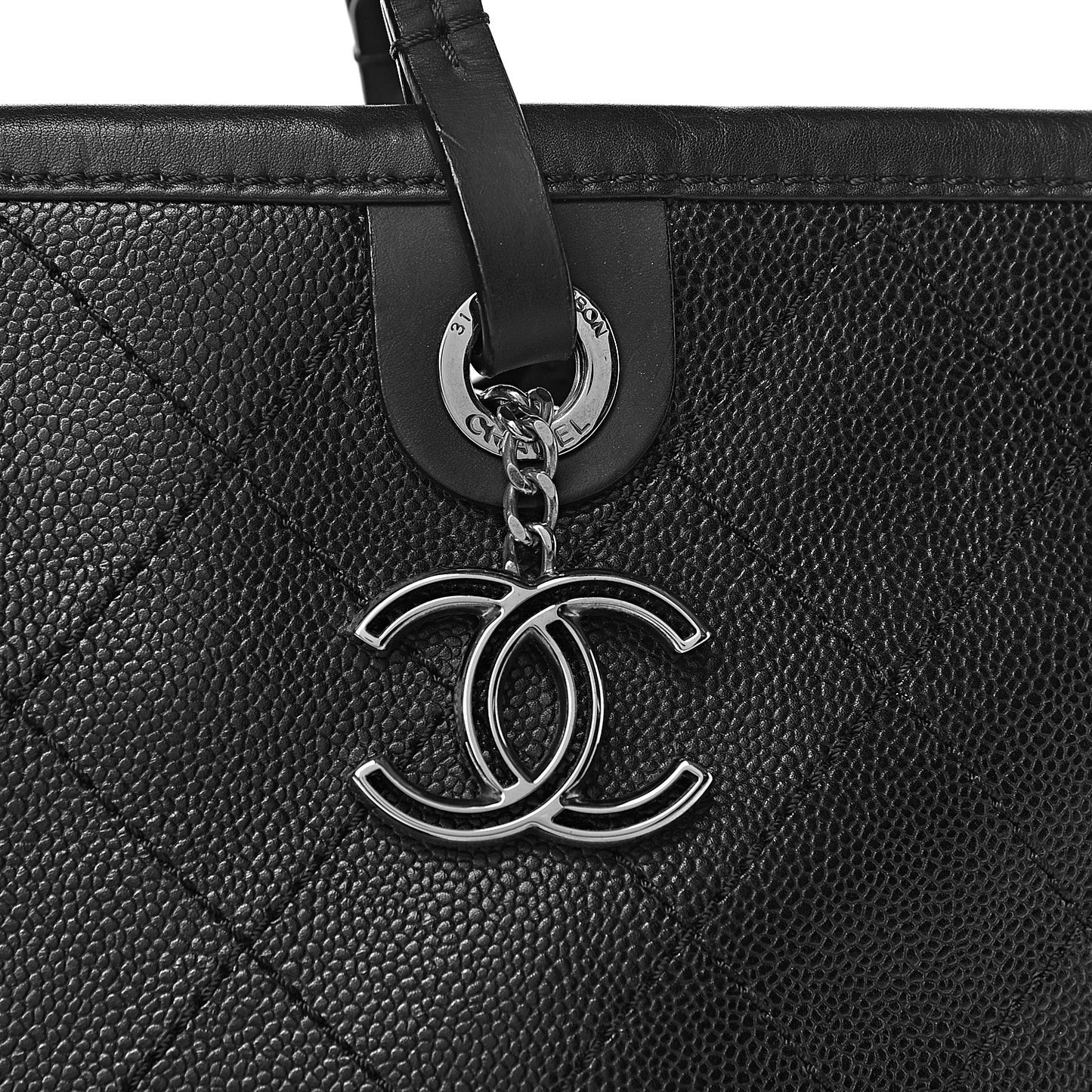 Grained Calfskin Shopping Fever Tote Black
