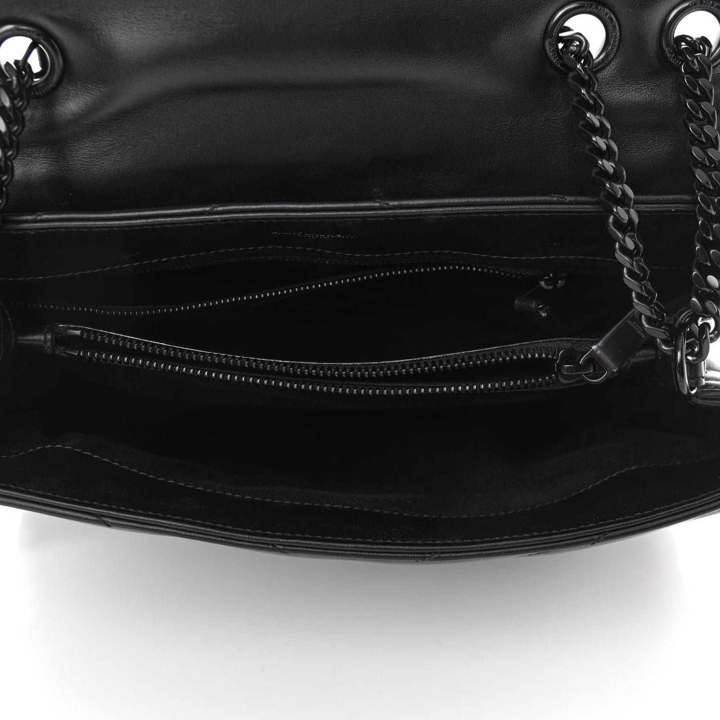Calfskin Y Quilted Monogram Medium Loulou Chain Satchel Black