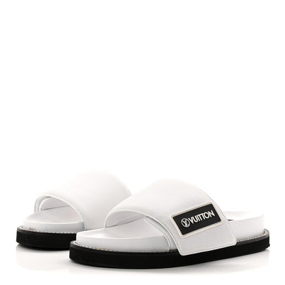 Louis Vuitton Calfskin Sunset Flat Mule Sandals 39 White 4 of 9