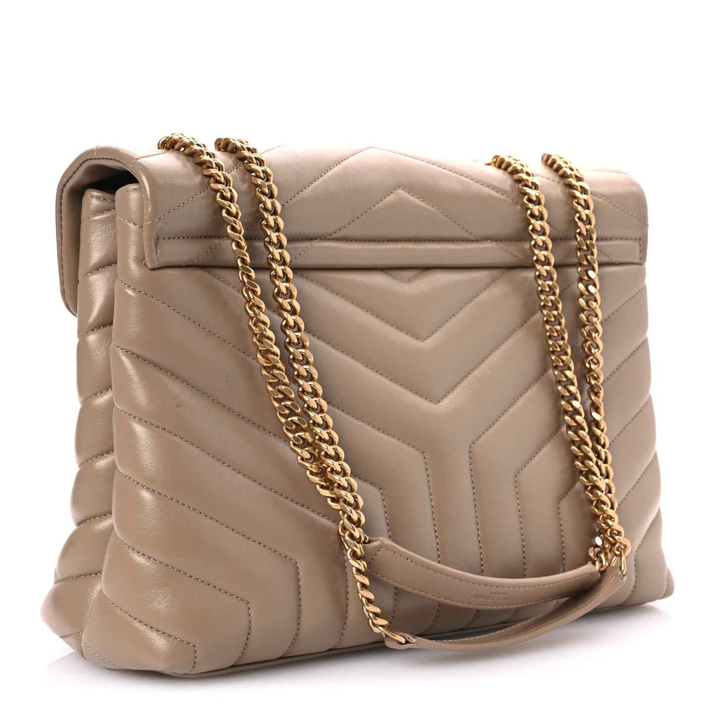 Calfskin Y Quilted Monogram Medium Loulou Chain Satchel Dark Latte