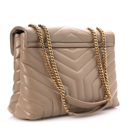 Saint Laurent Calfskin Y Quilted Monogram Medium Loulou Chain Satchel Dark Latte 3 of 12