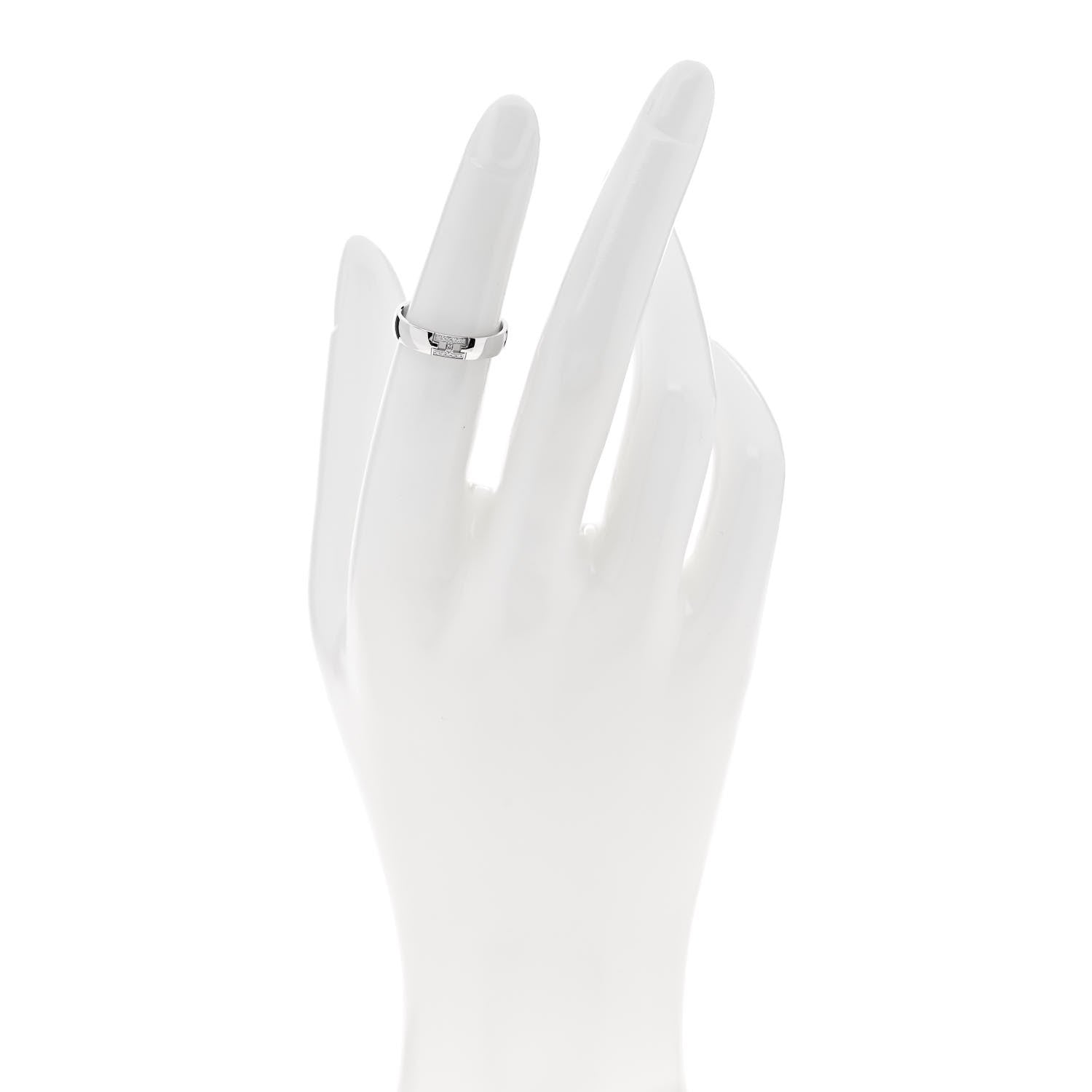 Hermes 18K White Gold Diamond Ever Herakles Wedding Band Ring 48 4.5 2 of 5