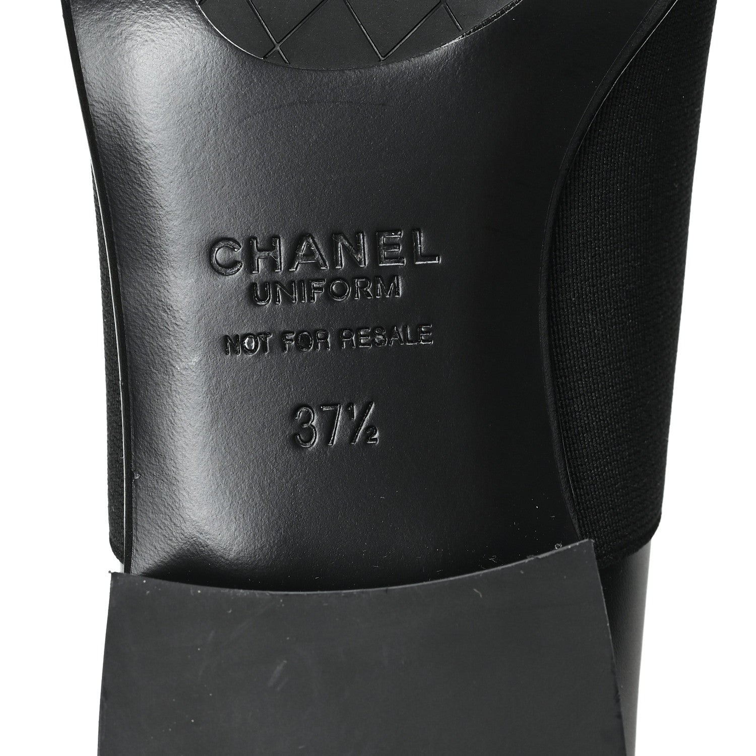 Chanel Calfskin Elastic Lace Up Cap Toe CC Loafers 37.5 Black 7 of 9