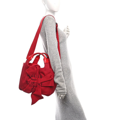 Valentino Garavani Canvas Atelier 02 Bow Edition Small Tote Bag Red 2 of 11