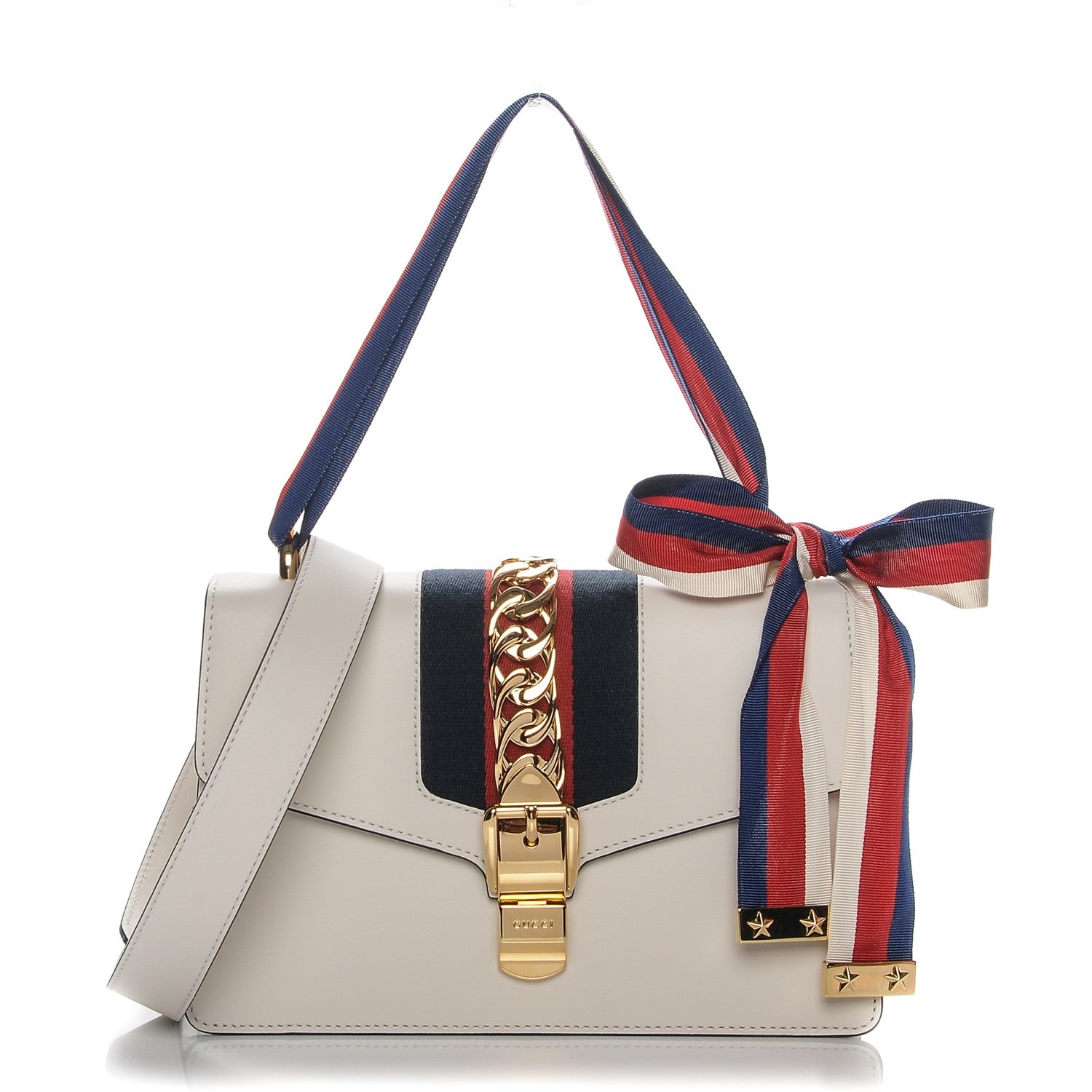 Gucci Calfskin Small Sylvie Shoulder Bag Off White 1 of 9