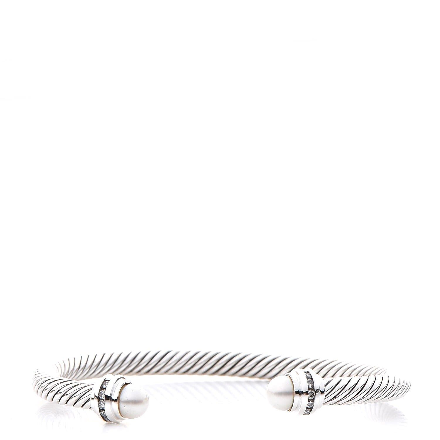 David Yurman Sterling Silver Diamond Pearl 5mm Cable Classics Princess Bracelet 1 of 5