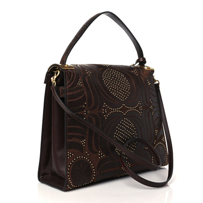 Valentino Garavani Calfskin Embossed Studded Medium My Rockstud Frame Bag Cacao 3 of 9