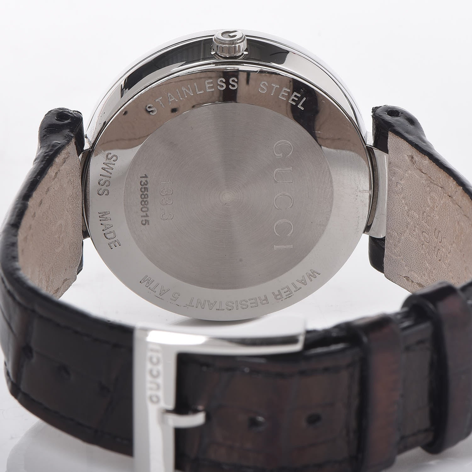 Gucci Stainless Steel Alligator Diamond 37mm Interlocking G Quartz Watch Black 5 of 7