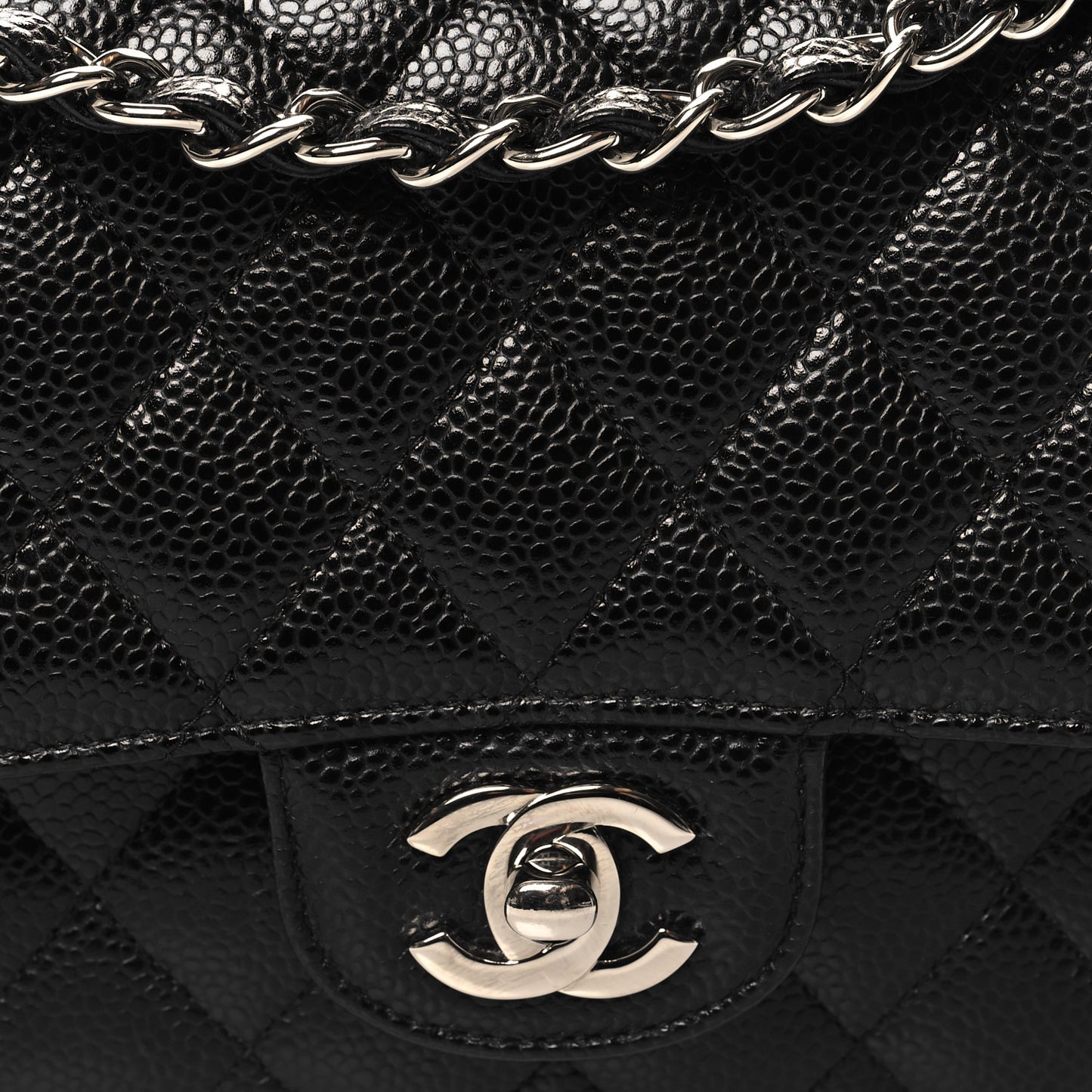 Caviar Quilted Medium Double Flap Black