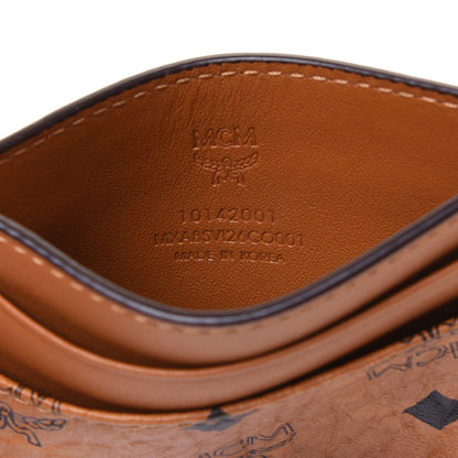 MCM Calfskin Visetos Mini Card Case Cognac 6 of 9