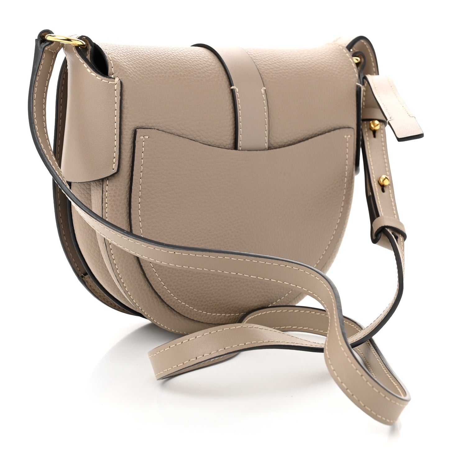Grained Calfskin Small Darryl Saddle Crossbody Bag Motty Grey