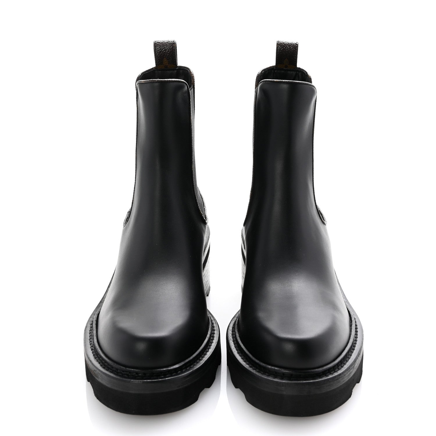 Louis Vuitton Calfskin Monogram Beaubourg Ankle Boots 38.5 Black 3 of 11