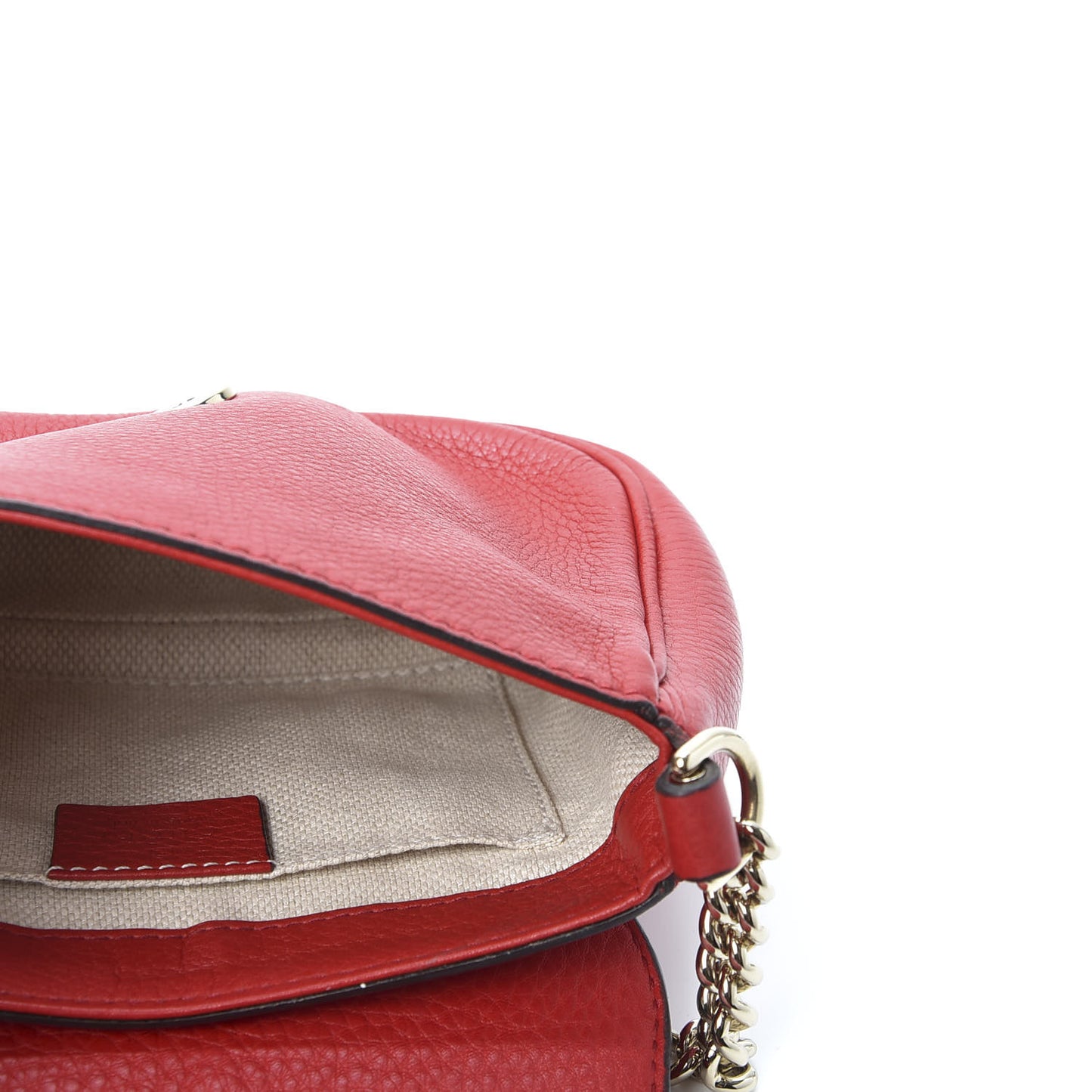 Pebbled Calfskin Small Soho Flap Crossbody Red