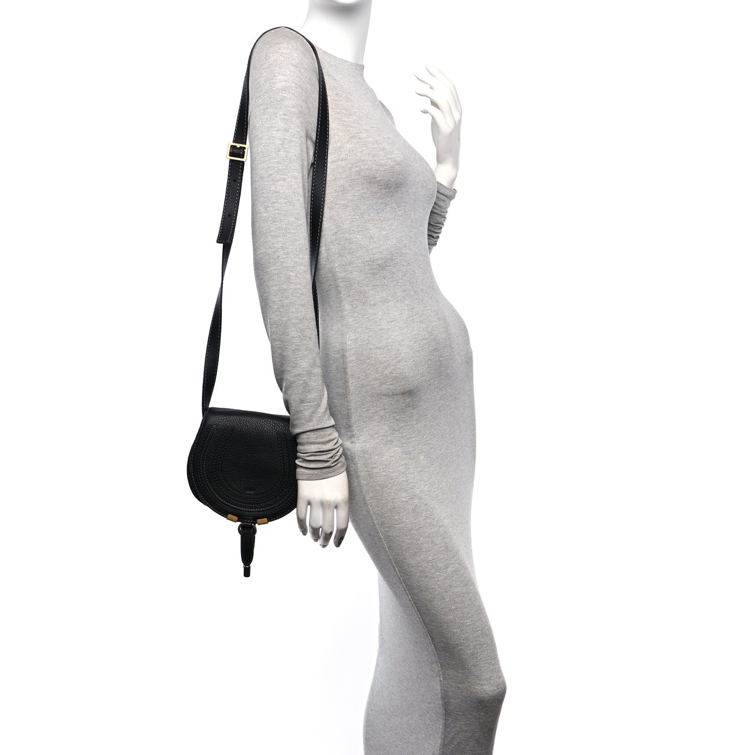 Chloe Calfskin Mini Marcie Round Crossbody Bag Black 2 of 9
