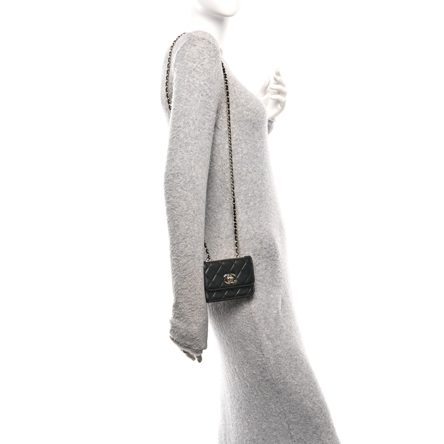 Chanel Lambskin Quilted Trendy CC Card Holder On Chain Black 3 of 23