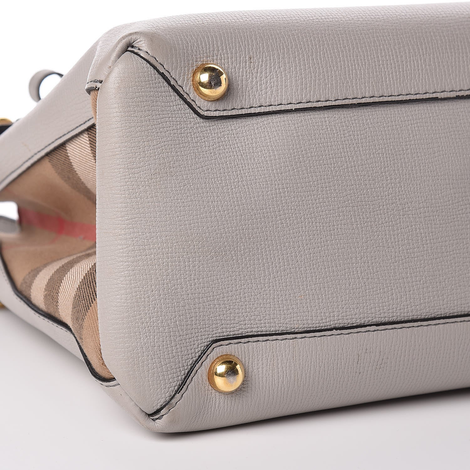 Burberry Derby Calfskin House Check Medium Banner Tote Pale Grey 14 of 18
