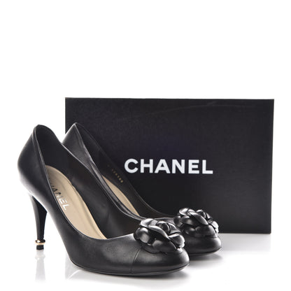 Chanel Lambskin Camellia Pumps 39.5 Black 15 of 15