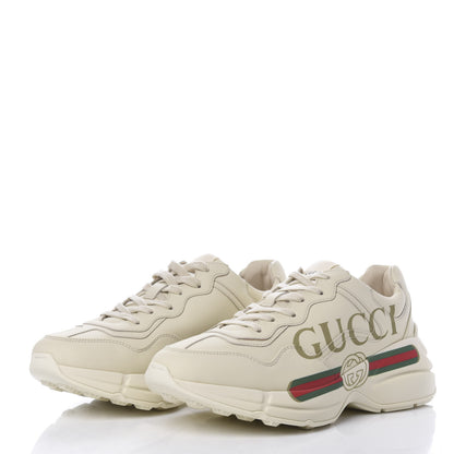 Gucci Calfskin Logo Womens Rhyton Sneakers 38.5 Ivory 2 of 10