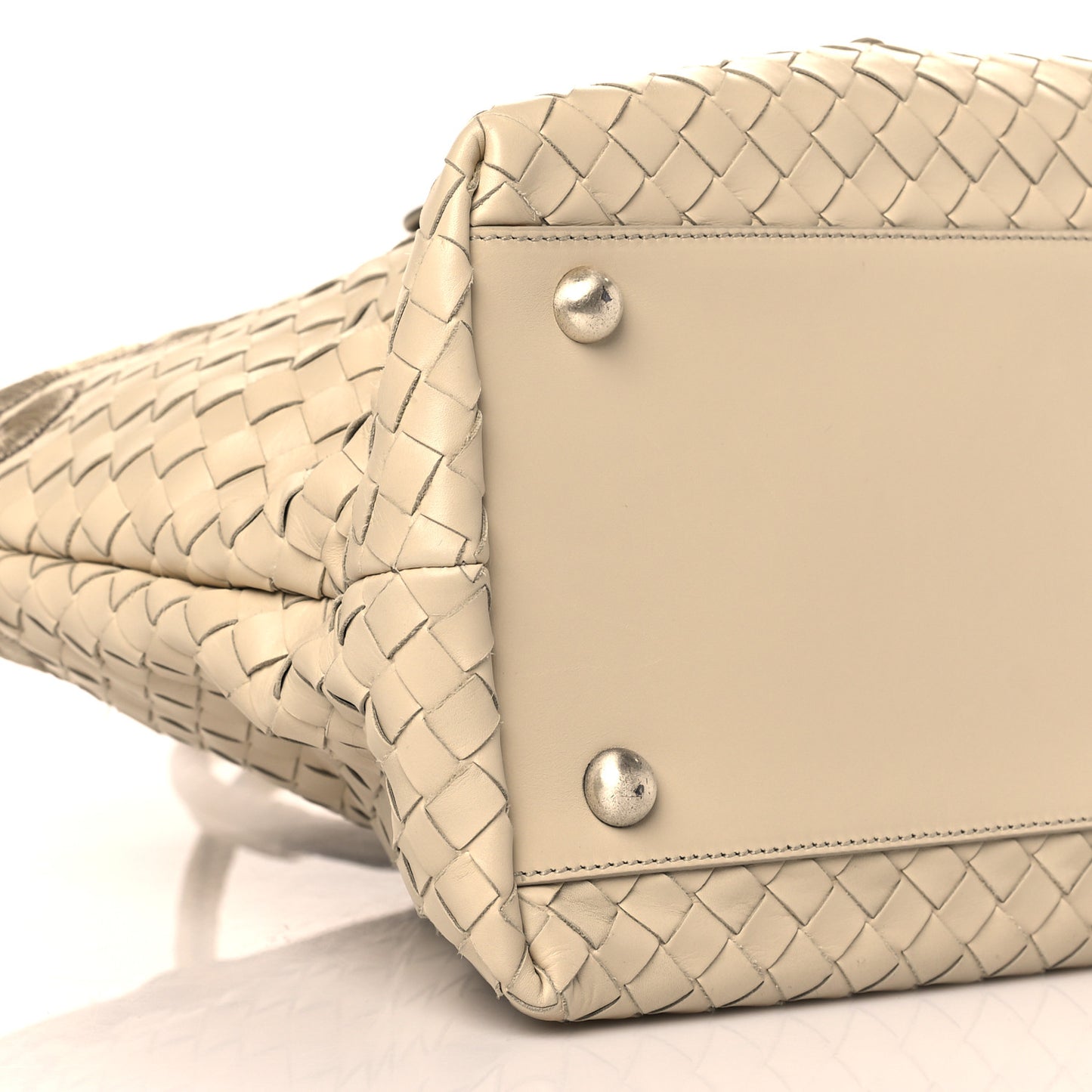 Nappa Intrecciato Embroidered Trim Tote Light Beige