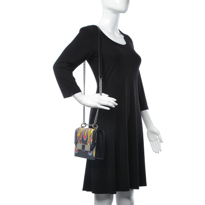 Prada City Calfskin Severine Banana Print Flap Giallo Black 2 of 6