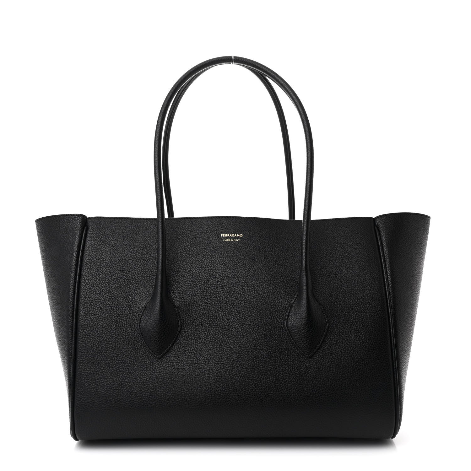 Salvatore Ferragamo Hammered Calfskin XL East West Tote Bag Black 1 of 11