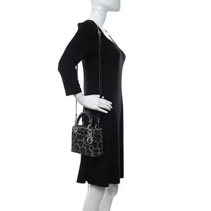 Christian Dior Wool Sequin Leopard Mini Lady Dior Grey Black 2 of 14