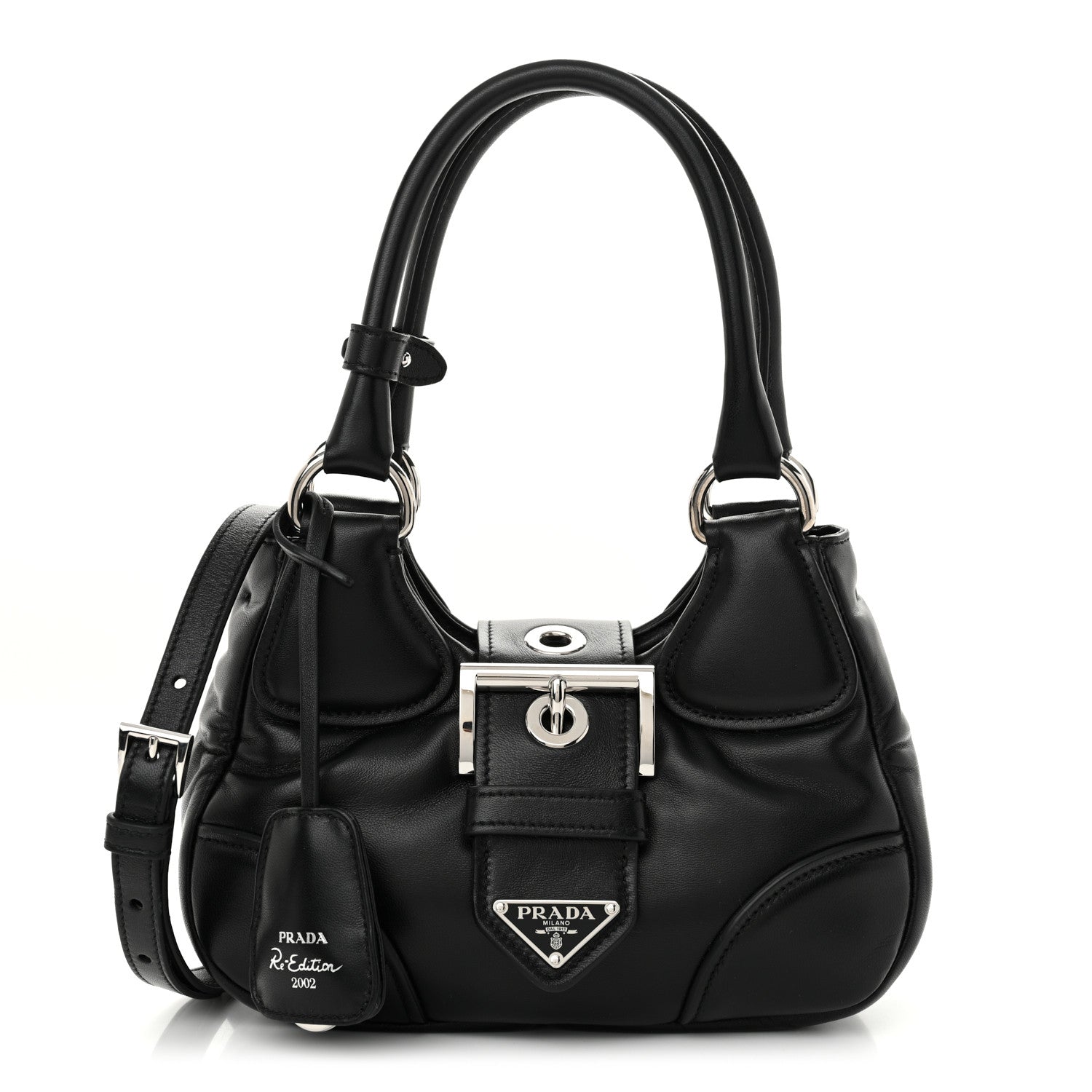 Prada Nappa Soft Padded Re-Edition 2002 Moon Bag Black 1 of 9