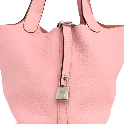 Hermes Taurillon Clemence Picotin Lock 18 PM Rose Sakura 8 of 10