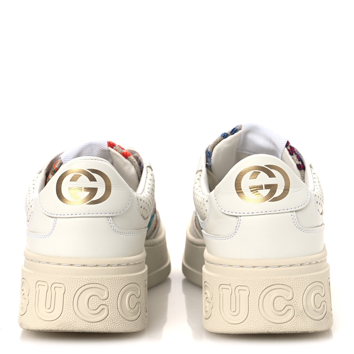 Gucci Dali Soft Calfskin GG Tennis Embossed Perforated Womens Platform 55mm Sneakers 40.5 White Multicolor 6 of 11