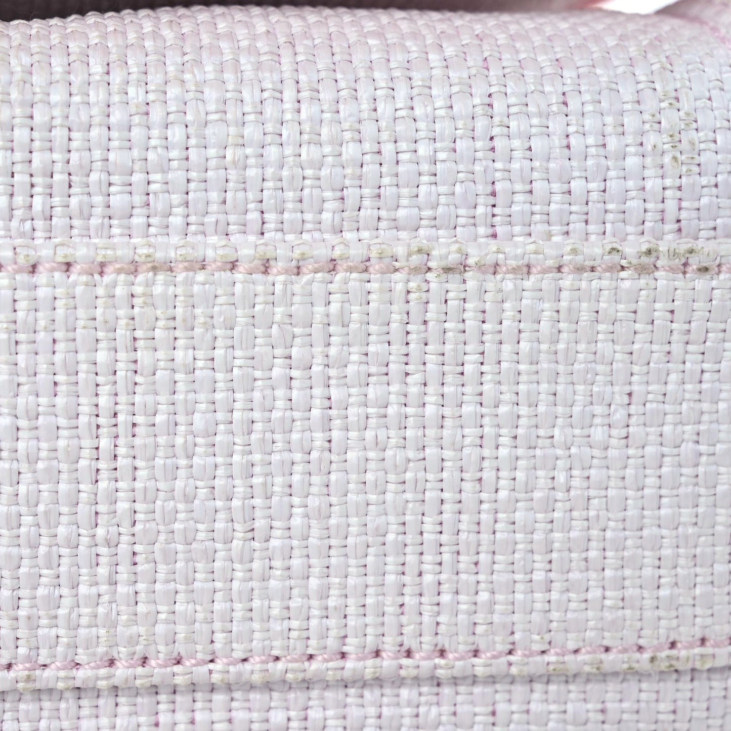 Woven Straw Raffia Small Deauville Messenger Light Pink