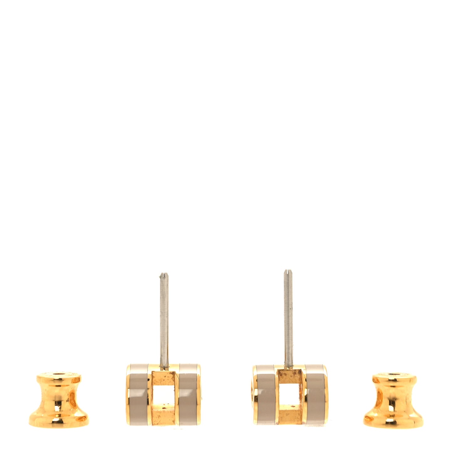 Gold Lacquered Mini Pop H Earrings Marron Glace