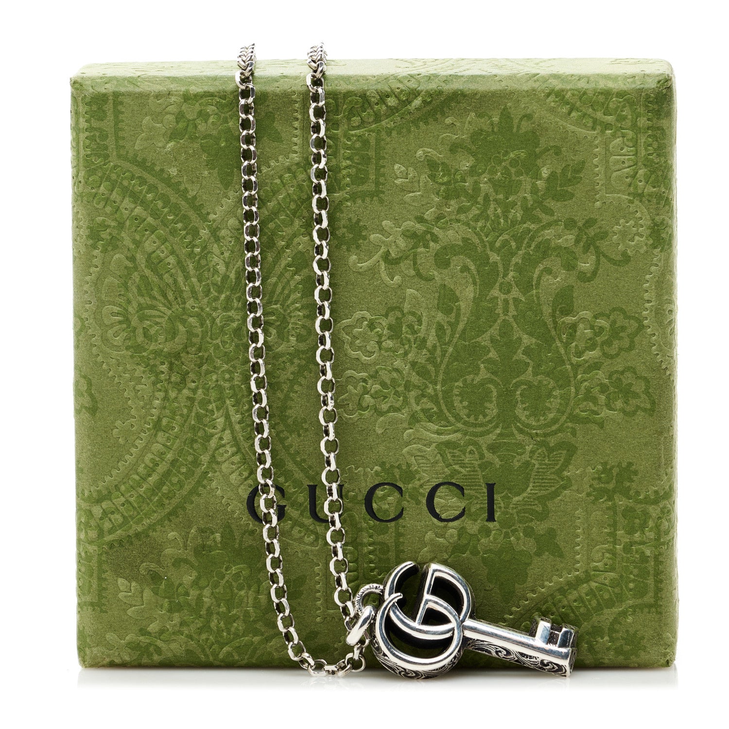 Gucci Sterling Silver Double G Key Pendant Necklace 5 of 5