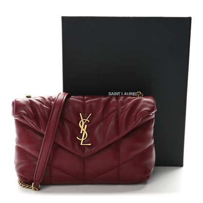 Saint Laurent Lambskin Quilted Toy Loulou Puffer Monogram Chain Satchel Red 11 of 11