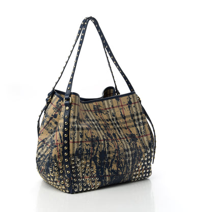Burberry Haymarket Check Studded Large Splash Canterbury Tote Blue 3 of 12