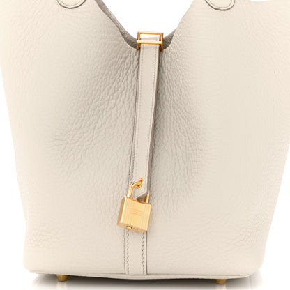 Hermes Taurillon Clemence Picotin Lock 22 MM Beton 8 of 10