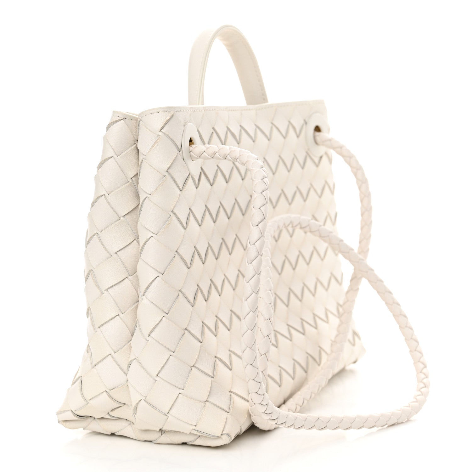 Bottega Veneta Nappa Intrecciato Small Andiamo Shoulder Bag White 3 of 11