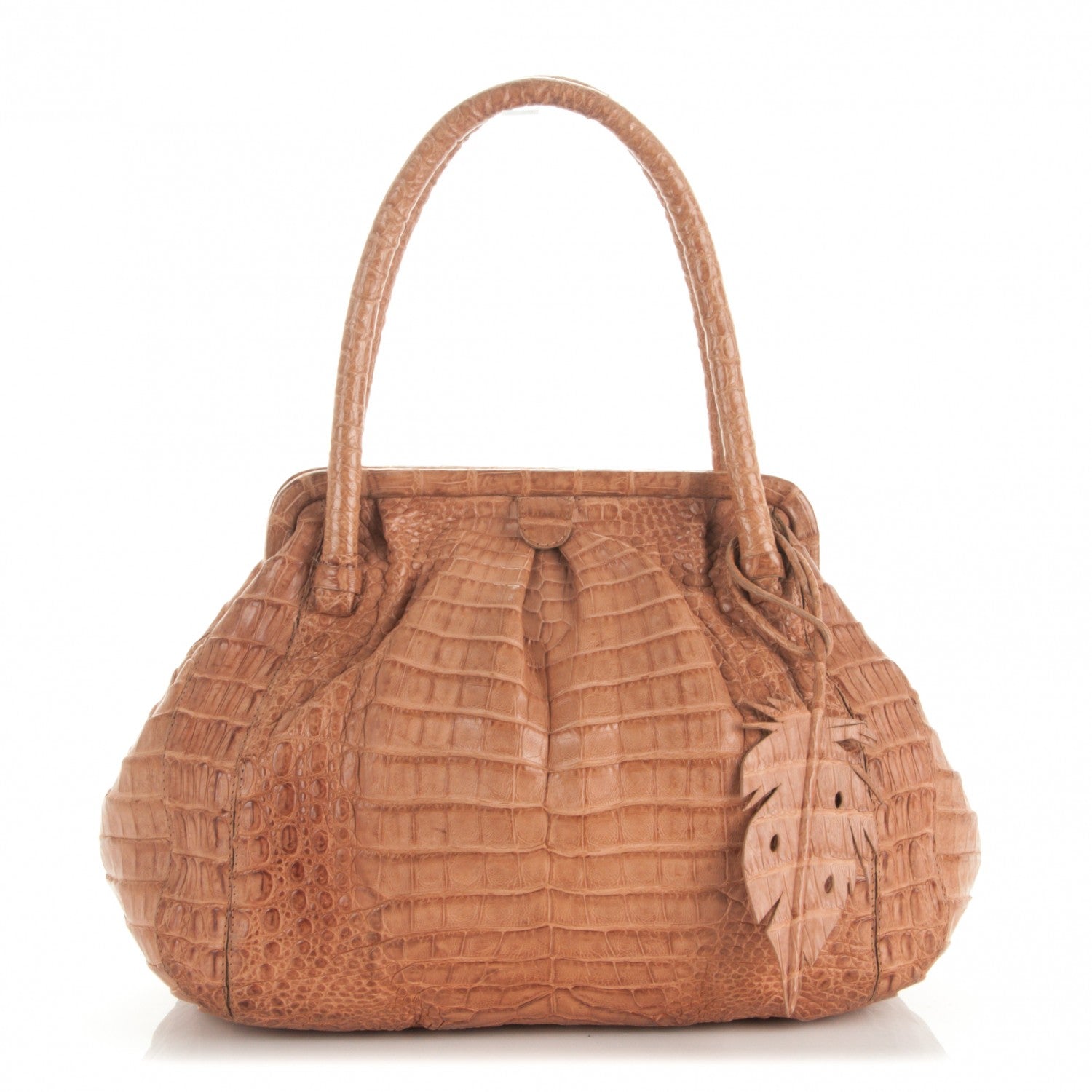 Nancy Gonzalez Crocodile Leaf Frame Bag Brown 1 of 8