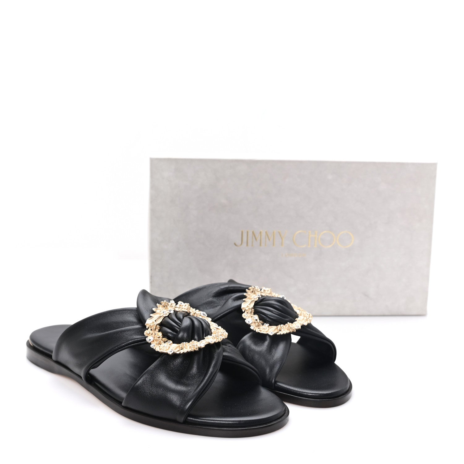 Jimmy Choo Crystal Nappa Neda Slide Sandals 39 Black 9 of 9