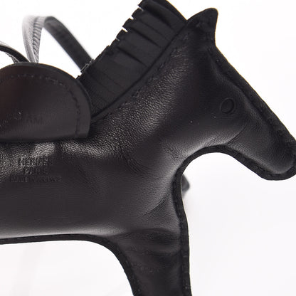 Hermes Milo Lambskin Grigri Rodeo Horse Bag Charm MM So Black 3 of 5