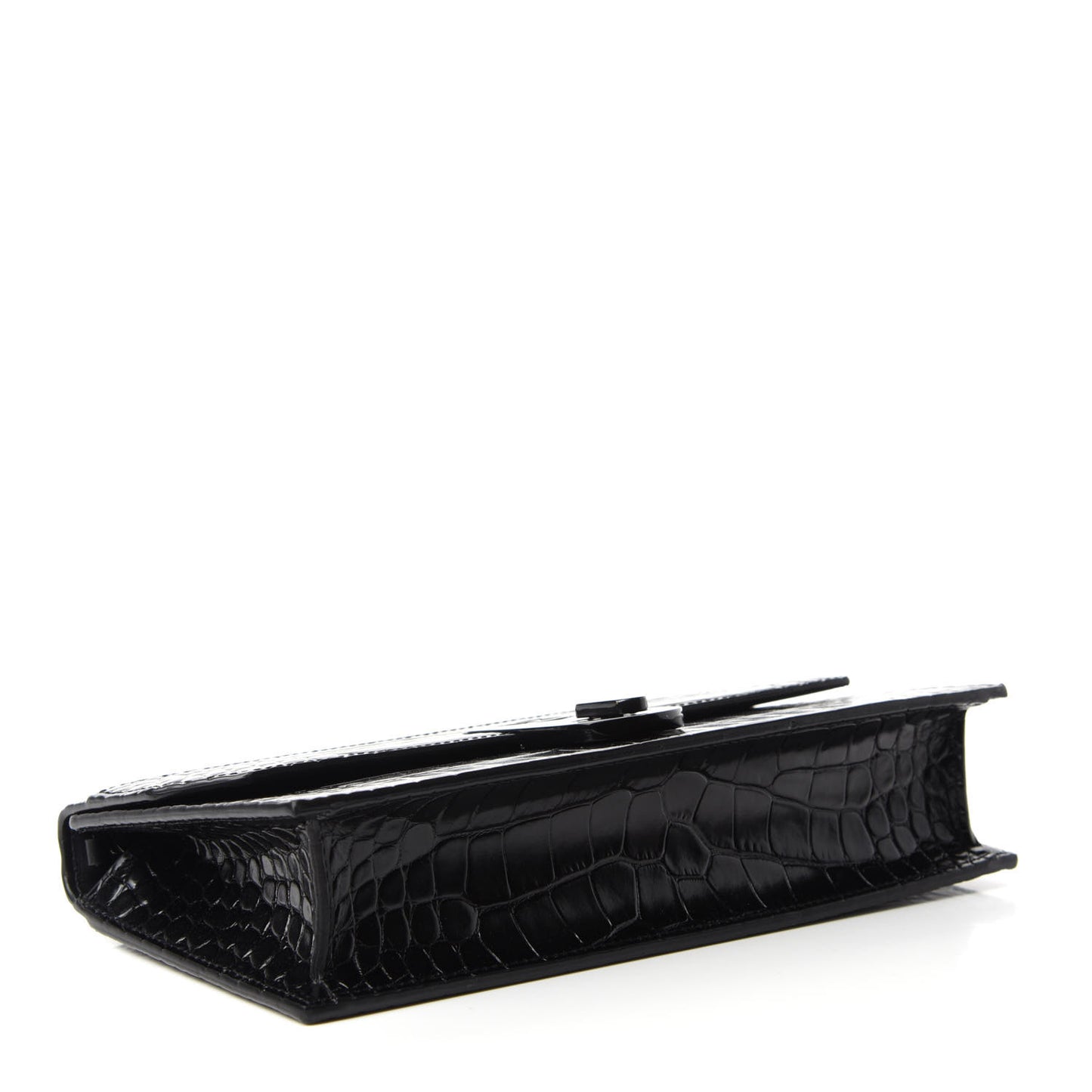 Calfskin Alligator Embossed Elisa Baguette Black