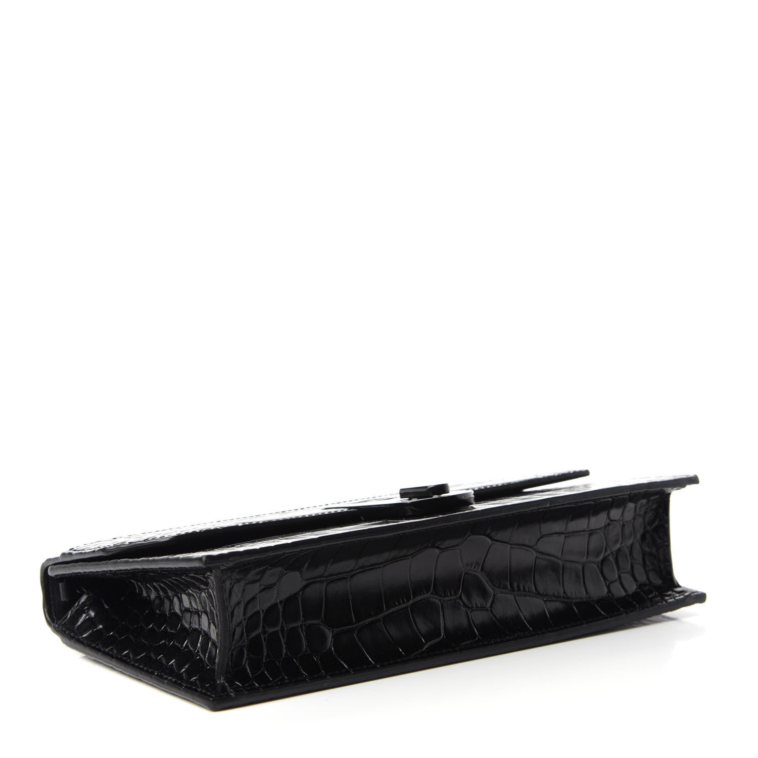 Christian Louboutin Calfskin Alligator Embossed Elisa Baguette Black 4 of 9