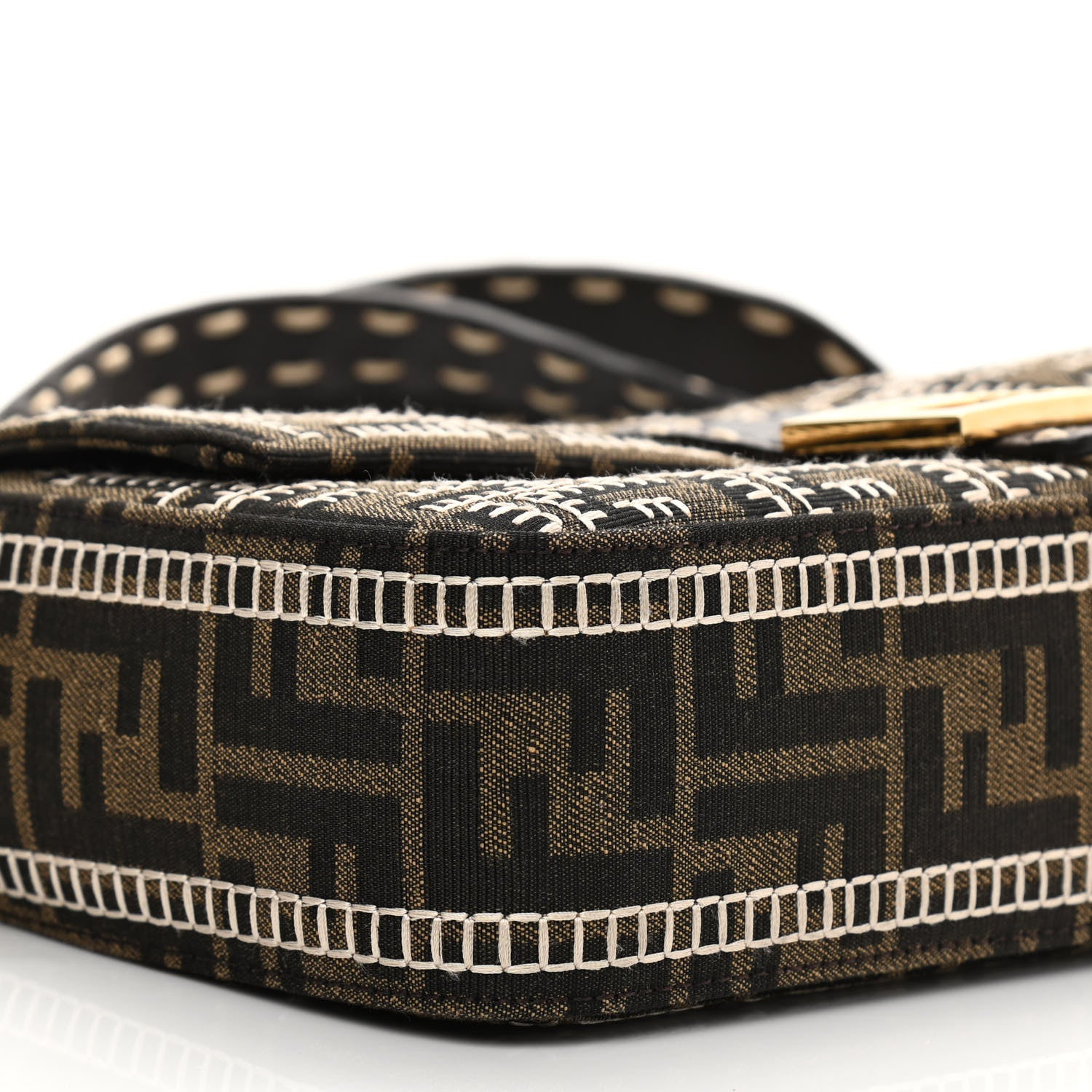 Fendi Fabric Jacquard Cuoio Romano FF 1974 Embroidered Baguette Tobacco Moro Ebano Multicolor 8 of 11