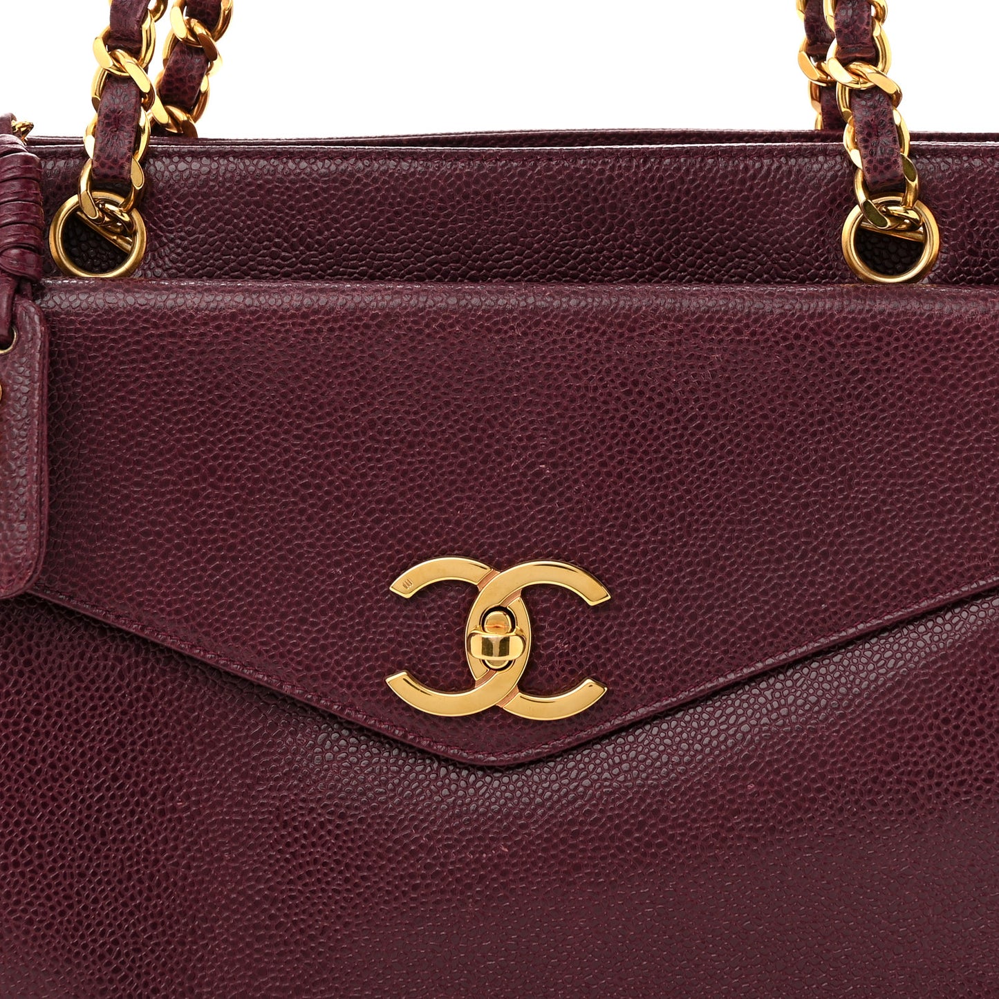 Caviar Flap Shoulder Bag Burgundy